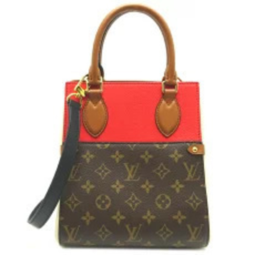 Louis Vuitton Tote Cerise Handbag Red Monogram Cream Black Noir Fold
